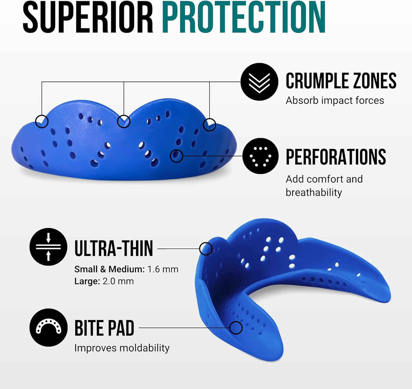 Aero Small Mouthguard, Royal Blue - 30% Stronger Protection for Lacrosse, Football, Hockey, Roller Derby, Team Sports - Remoldable up to 20 Times - Ultra Slim - Non Toxic