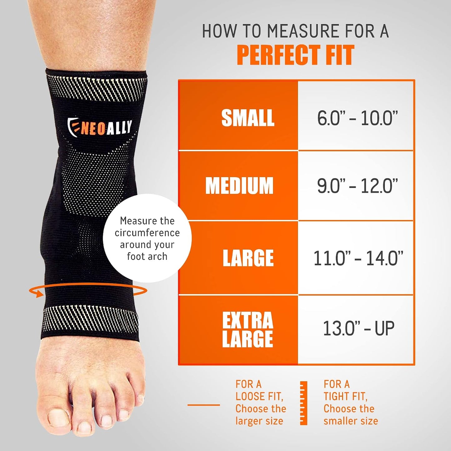 Copper Infused Ankle Brace Silicone Gel Ankle Support Compression Sleeves for Pain Relief, Plantar Fasciitis, Achilles Tendonitis, Large, 1 Pair