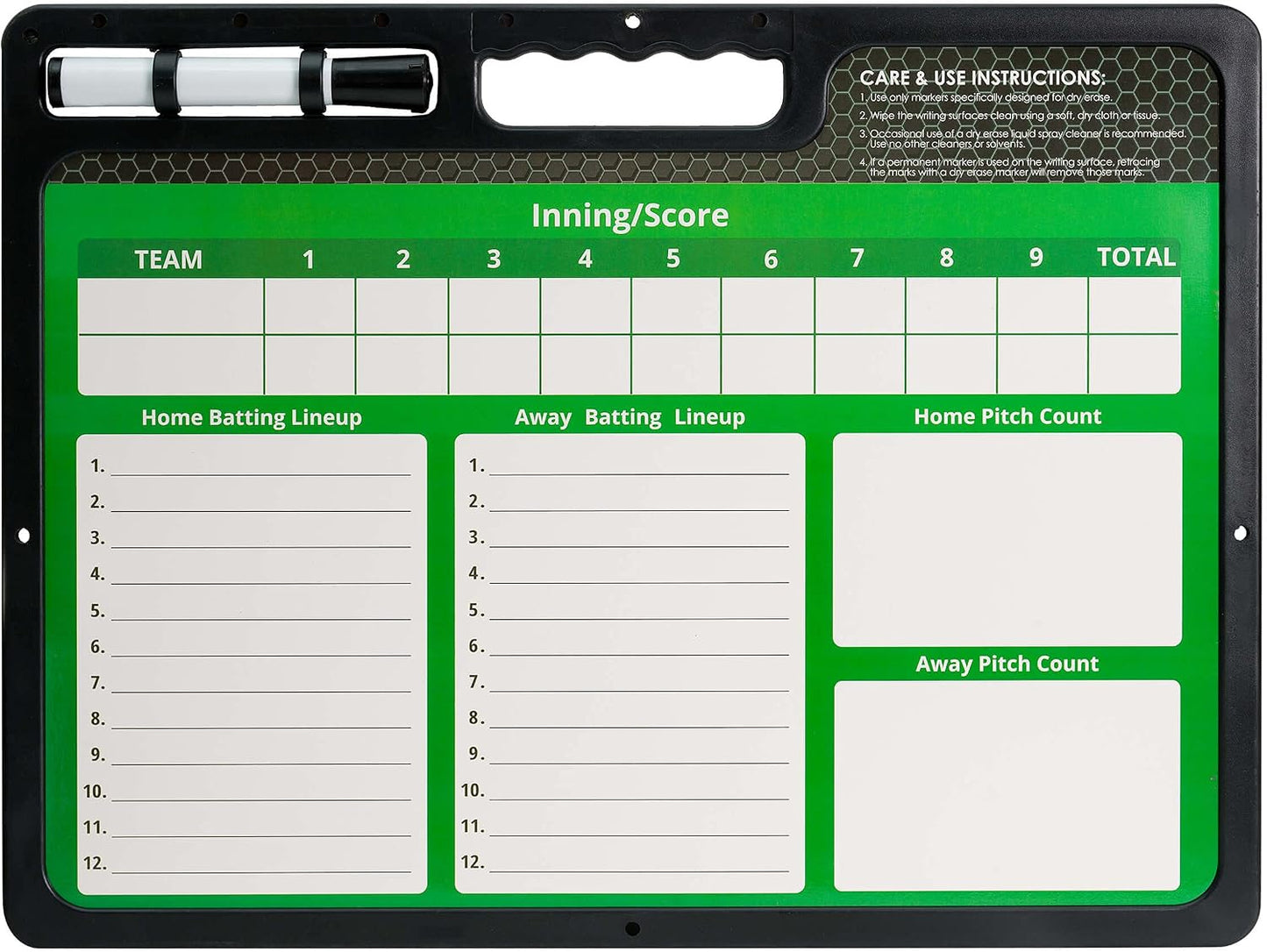 Premium Coaches Clipboard | Double-Sided Dry Erase Marker Board for Basketball, Baseball, Soccer, Football, Hockey (Marker Included)