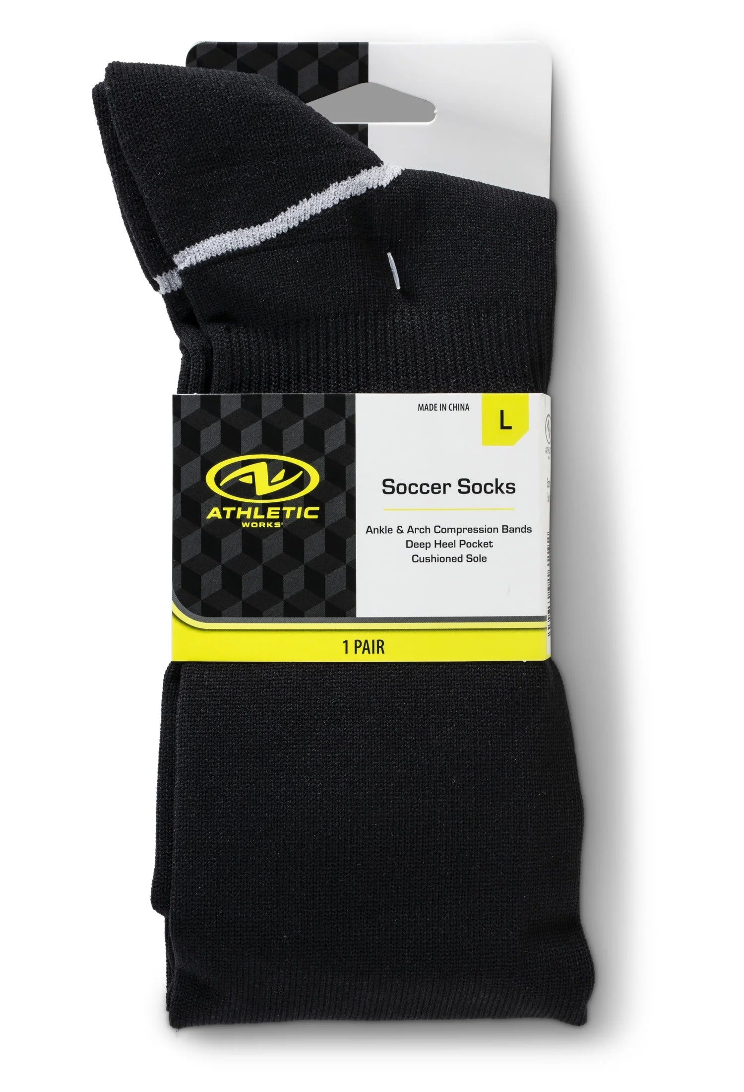 (2 Pack) Athletics Works Soccer Socks, Black Unisex Large, Men'S 8-12.5, 1 Pair