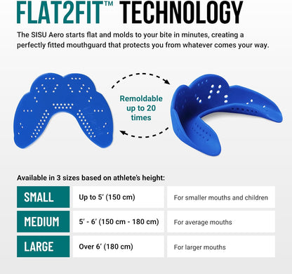 Aero Small Mouthguard, Royal Blue - 30% Stronger Protection for Lacrosse, Football, Hockey, Roller Derby, Team Sports - Remoldable up to 20 Times - Ultra Slim - Non Toxic