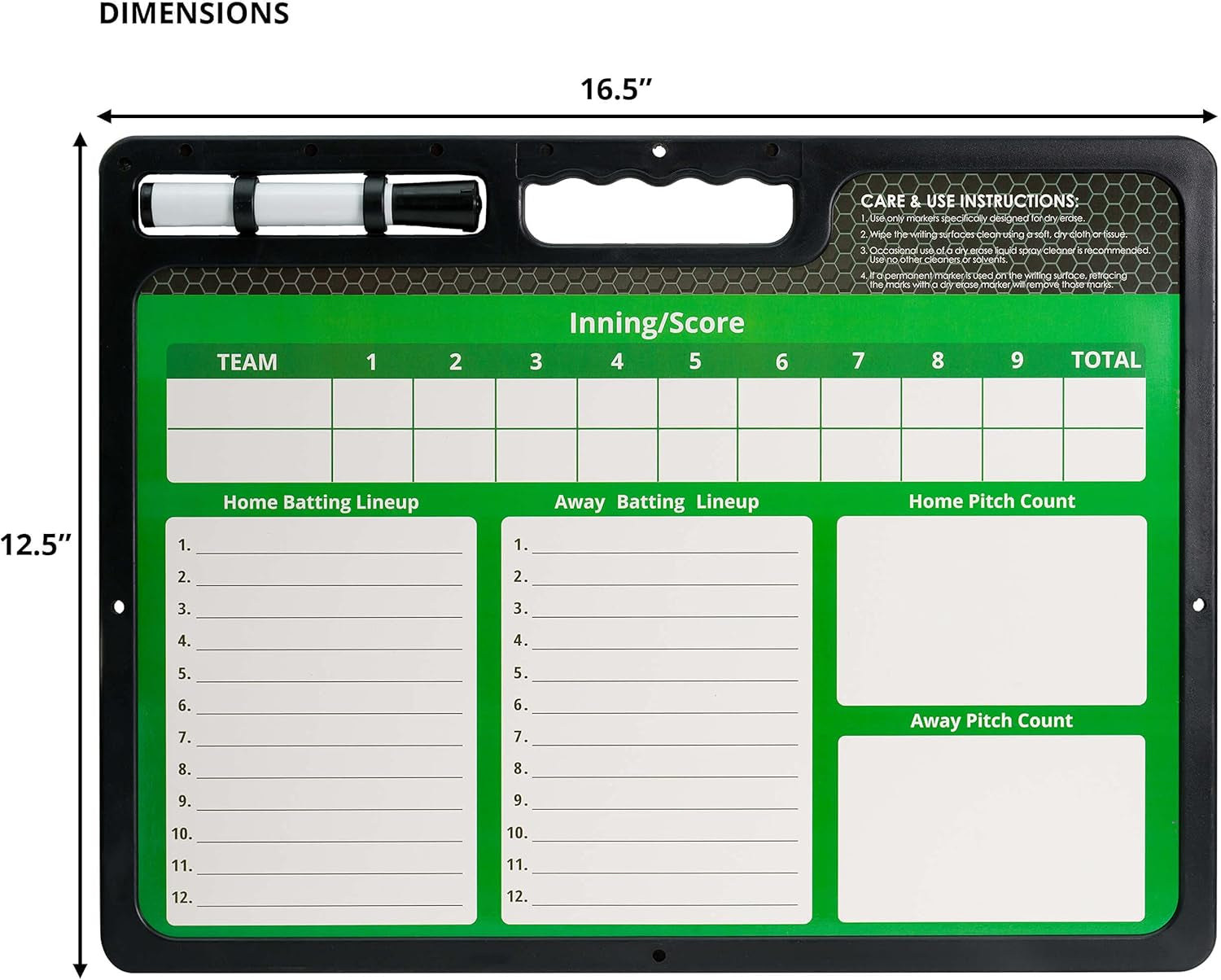 Premium Coaches Clipboard | Double-Sided Dry Erase Marker Board for Basketball, Baseball, Soccer, Football, Hockey (Marker Included)