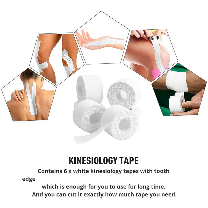 10 Pack Athletic Tape in White Cotton Sport Tape Adhesive Elastic Bandage Knee Wrist Ankles Muscle Support- Easy Tearing
