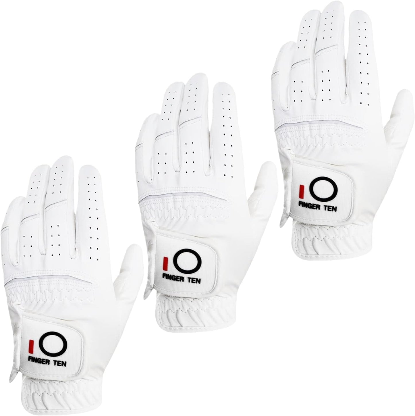 All Weather Grip Golf Gloves Men Value 3 Pack for Right Handed Golfer, Hot Wet Rain Grip & Comfort Soft Glove for Premium Performance, Colors White Black Blue Sizes S M L XL